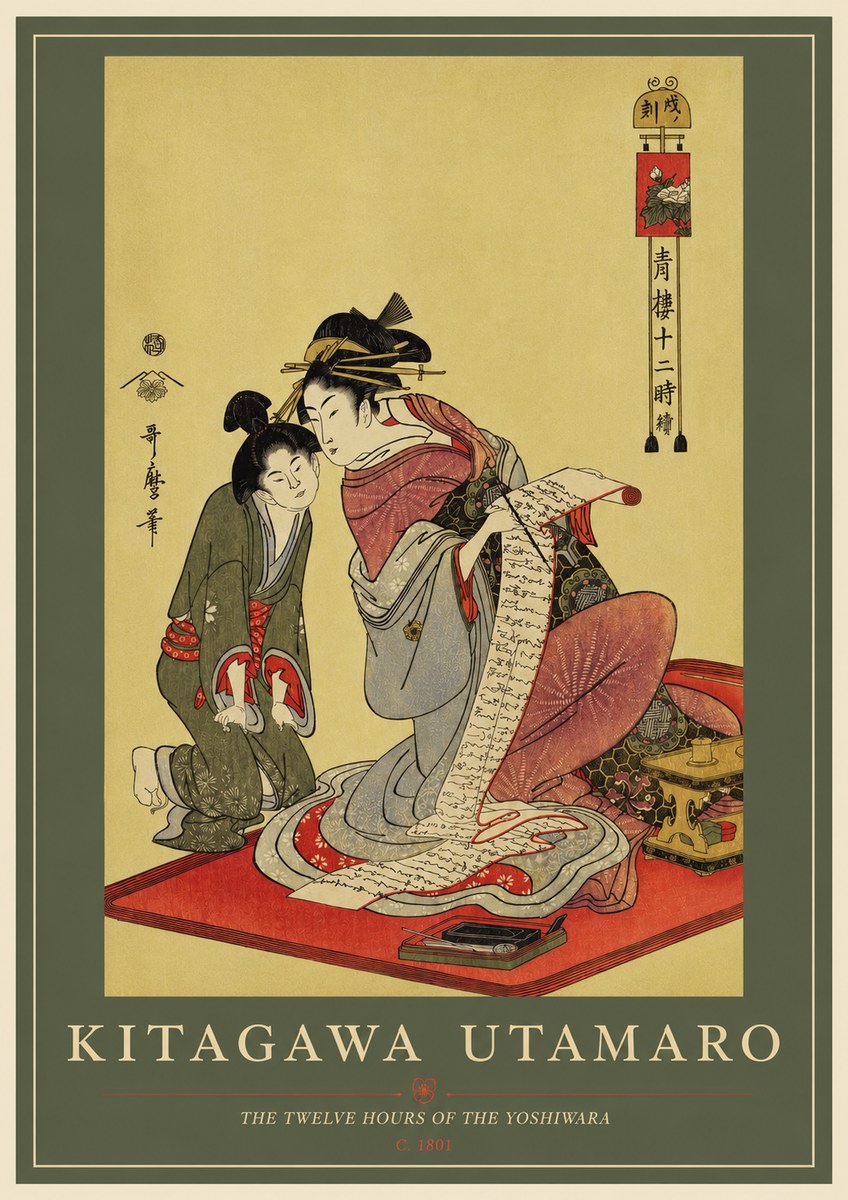 Kitagawa Utamaro The Twelve Hours of the Yoshiwara No2 - Poszter