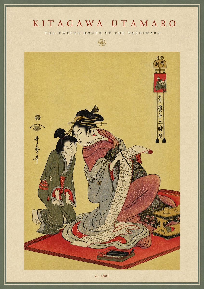 Kitagawa Utamaro The Twelve Hours of the Yoshiwara No6 - Poszter