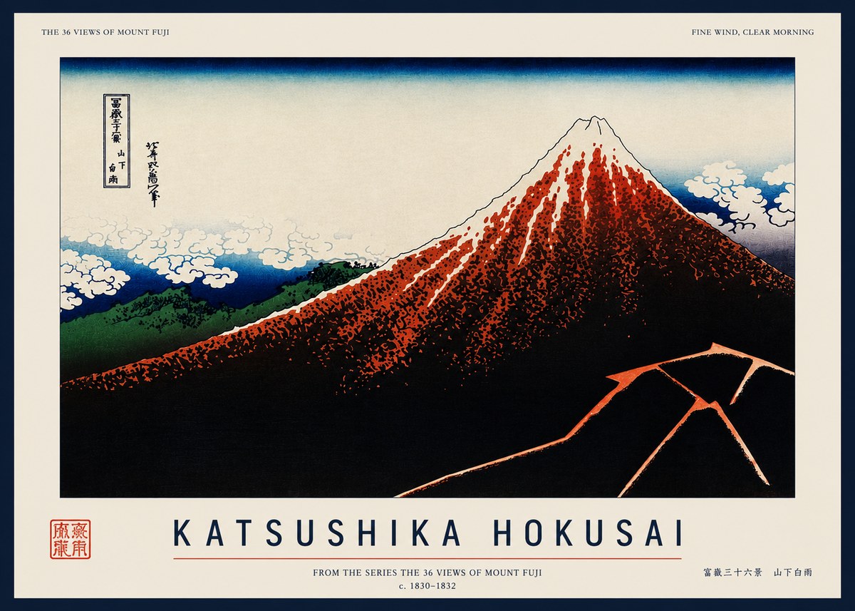 Katsushika Hokusai Fine Wind, Clear Morning No3 - Poszter