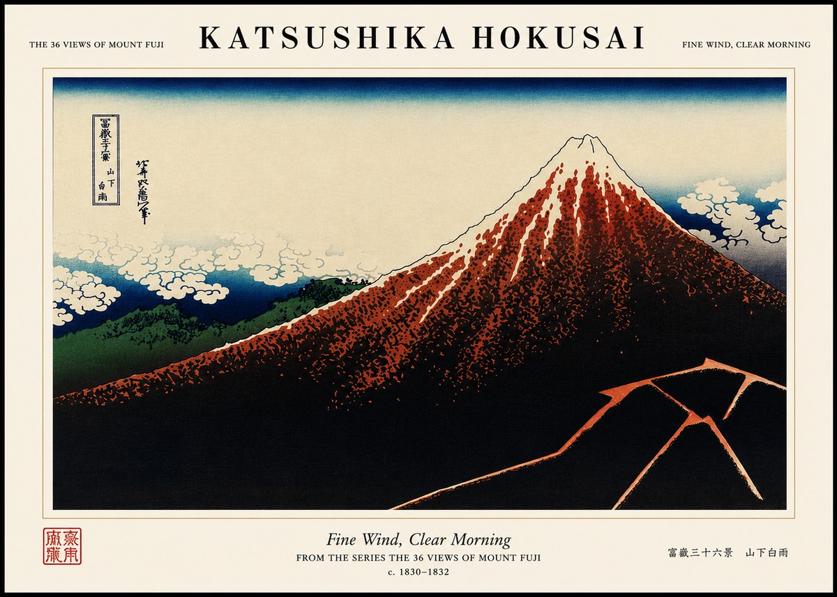 Katsushika Hokusai Fine Wind, Clear Morning No4 - Poszter