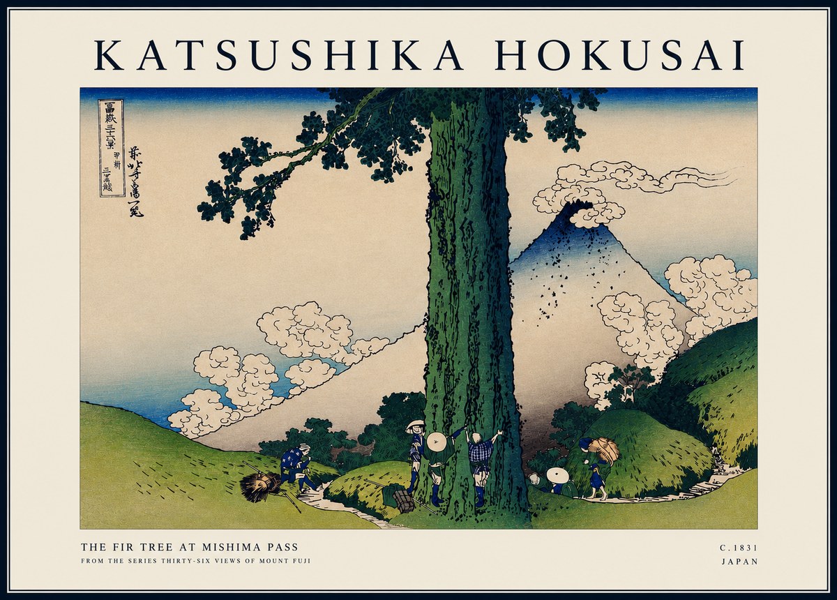 Katsushika Hokusai The Fir Tree at Mishima Pass No3 - Poszter