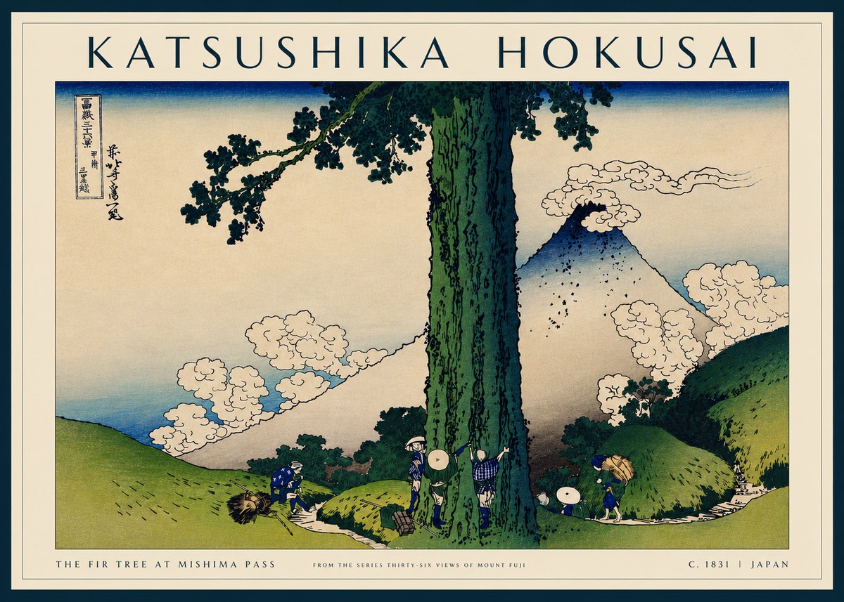 Katsushika Hokusai The Fir Tree at Mishima Pass No4 - Poszter