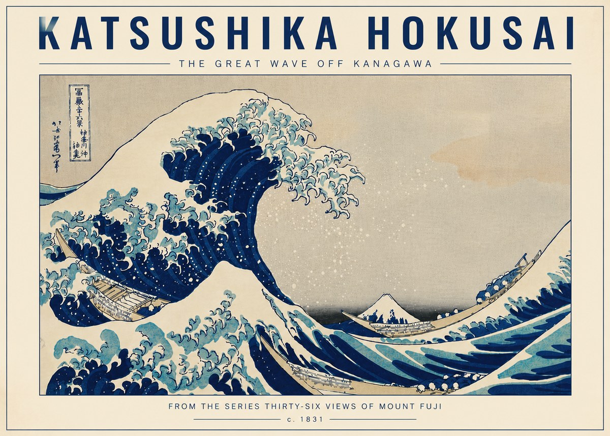 Katsushika Hokusai The Great Wave off Kanagawa I No5 - Poszter