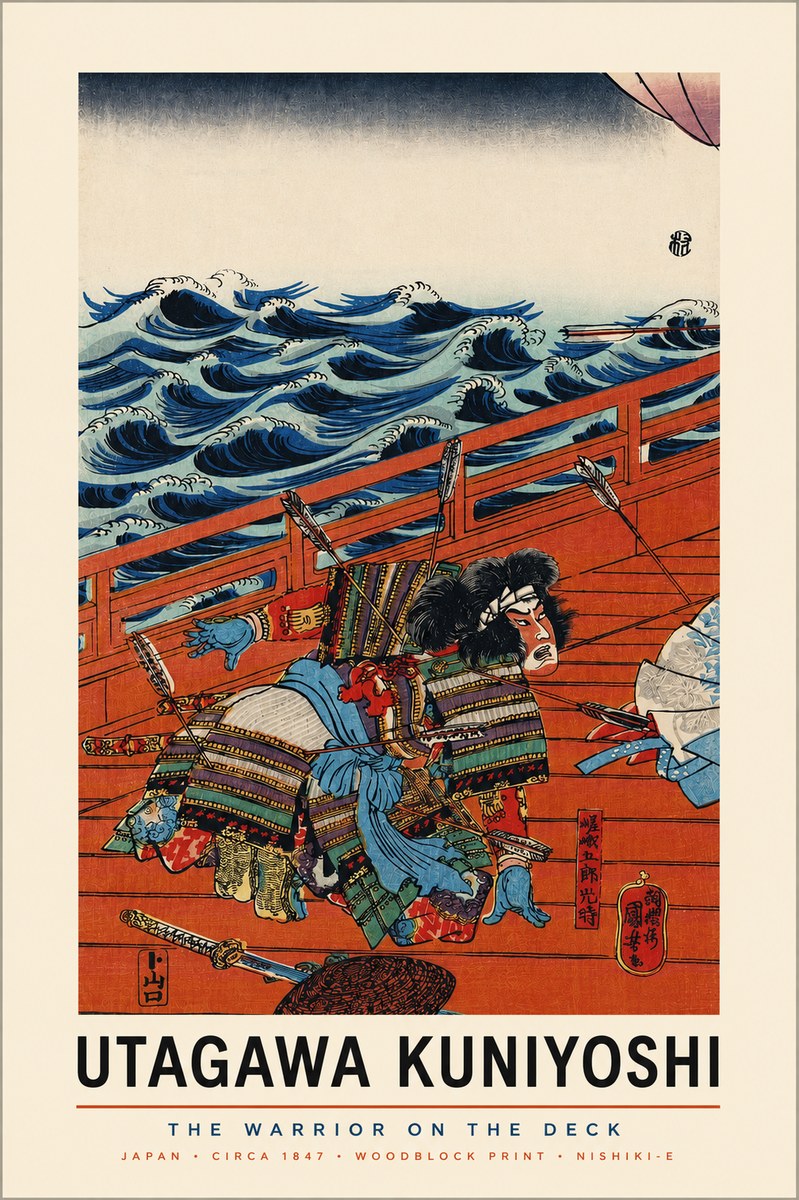 Utagawa Kuniyoshi The Warrior on the Deck No3 - Poszter