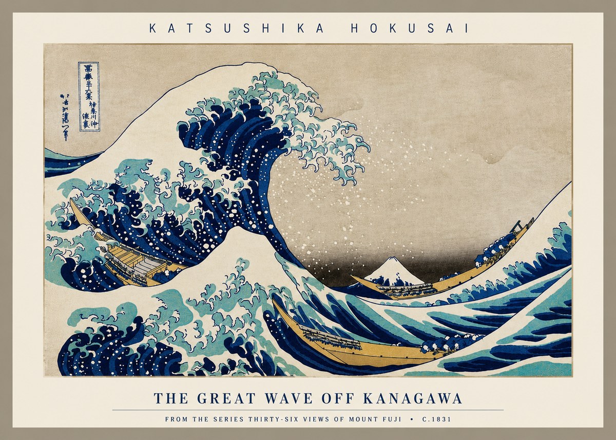 Katsushika Hokusai The Great Wave off Kanagawa II No3 - Poszter