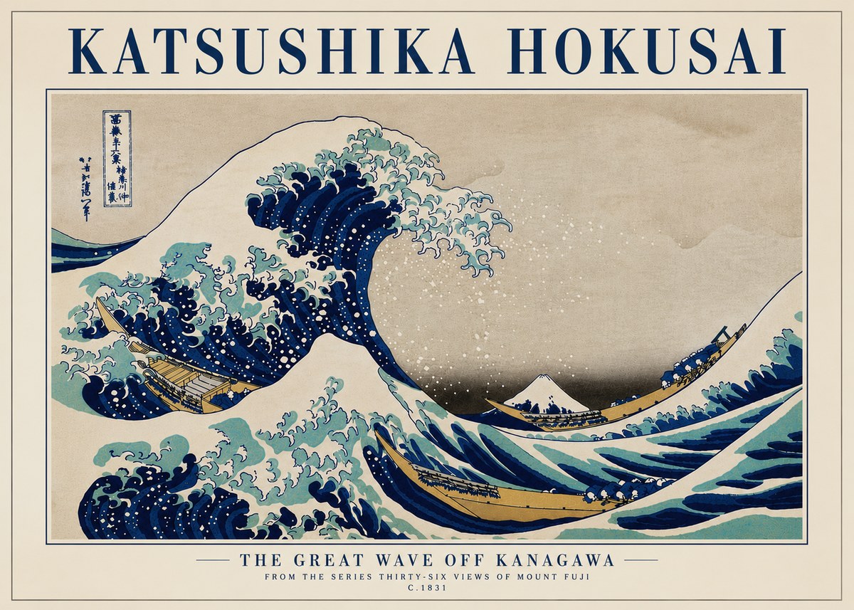 Katsushika Hokusai The Great Wave off Kanagawa II No7 - Poszter