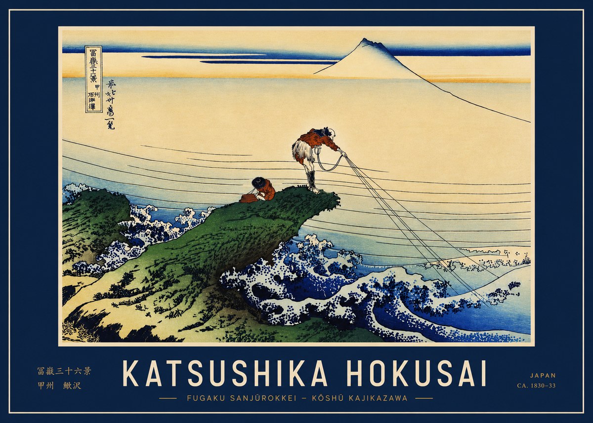 Katsushika Hokusai Fugaku Sanjūrokkei - Kōshū Kajikazawa No3 - Poszter