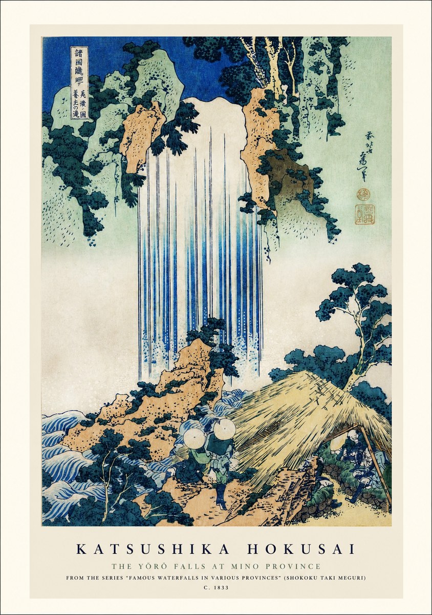 Katsushika Hokusai The Yōrō Falls at Mino Province No1 - Poszter