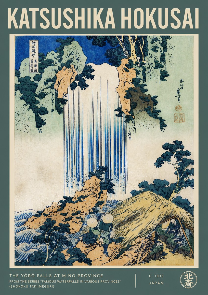 Katsushika Hokusai The Yōrō Falls at Mino Province No2 - Poszter