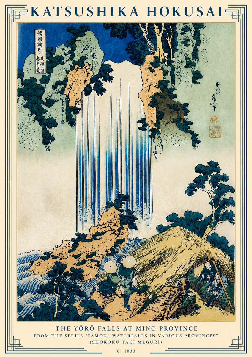 Katsushika Hokusai The Yōrō Falls at Mino Province No3 - Poszter