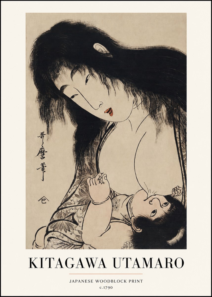 Kitagawa Utamaro Mother Nursing Her Child No1 - Poszter