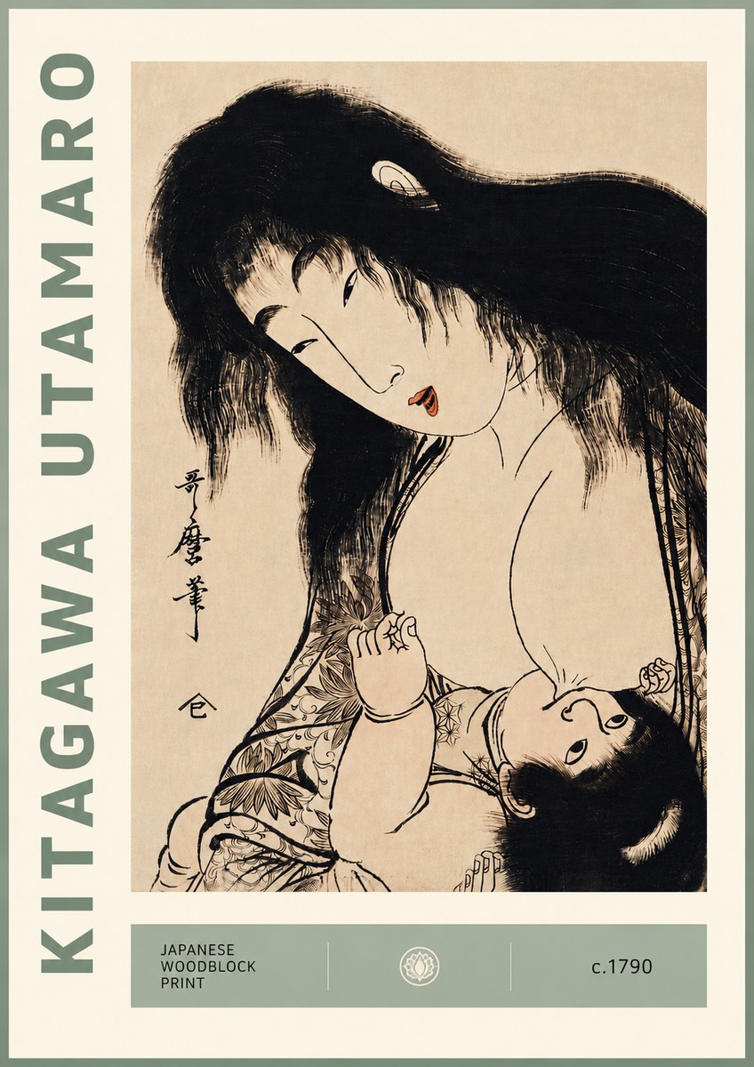 Kitagawa Utamaro Mother Nursing Her Child No5 - Poszter