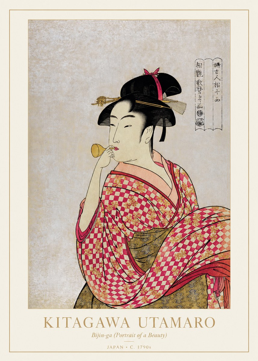Kitagawa Utamaro Bijin-ga (Portrait of a Beauty) No1 - Poszter