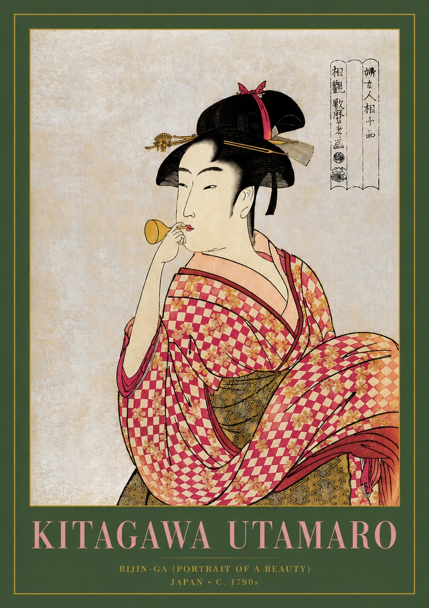 Kitagawa Utamaro Bijin-ga (Portrait of a Beauty) No3 - Poszter
