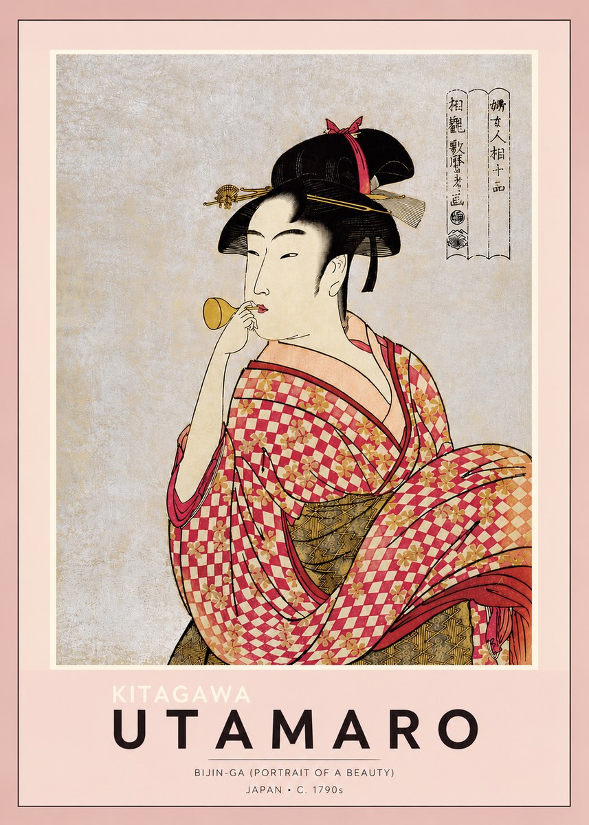 Kitagawa Utamaro Bijin-ga (Portrait of a Beauty) No4 - Poszter