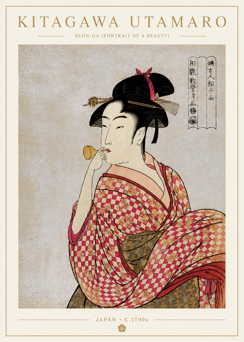 Kitagawa Utamaro Bijin-ga (Portrait of a Beauty) No5 - Poszter