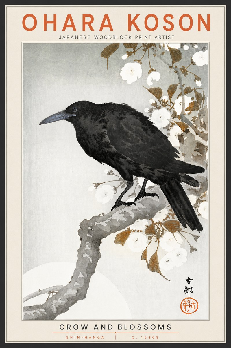 Ohara Koson Crow and Blossoms I No4 - Poszter