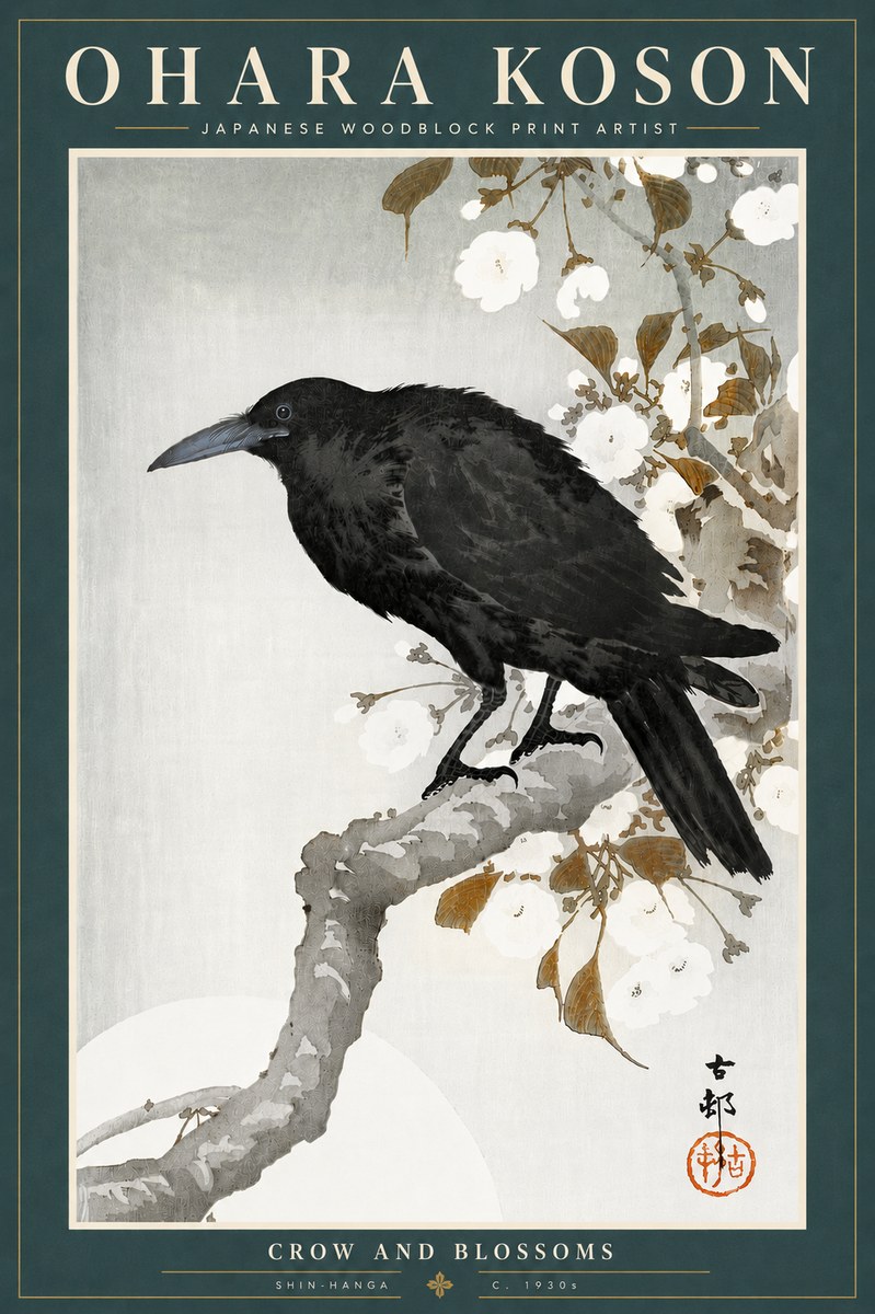 Ohara Koson Crow and Blossoms I No5 - Poszter