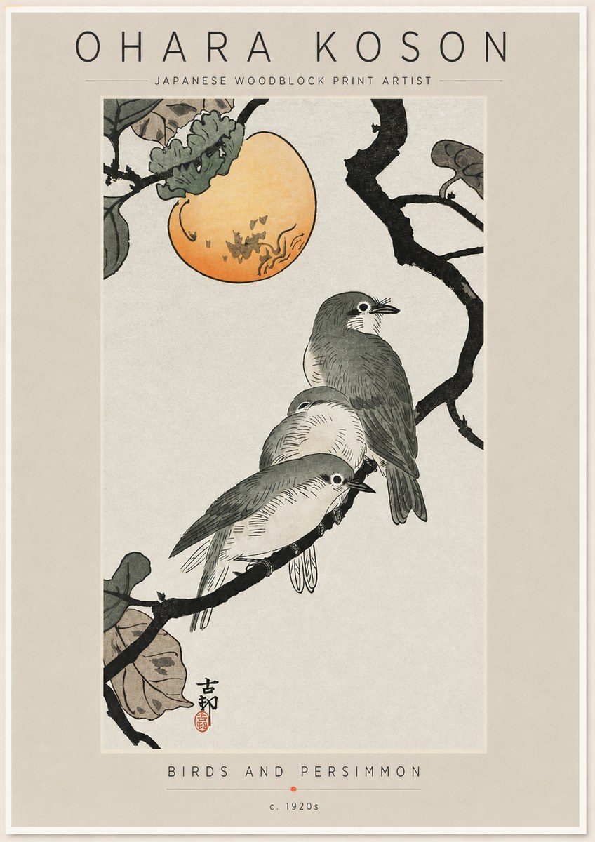 Ohara Koson Birds and Persimmon No6 - Poszter