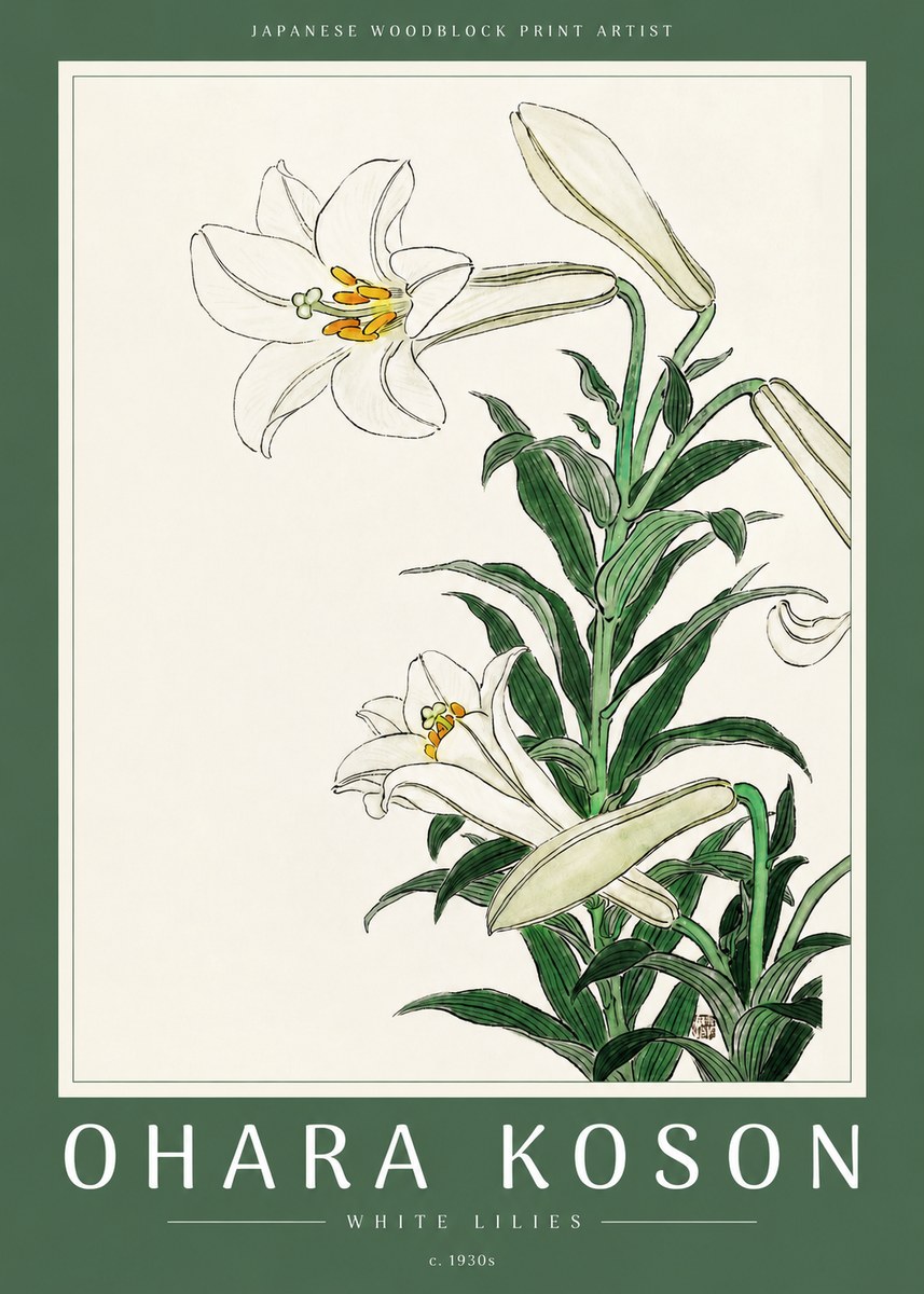 Ohara Koson White Lilies No2 - Poszter
