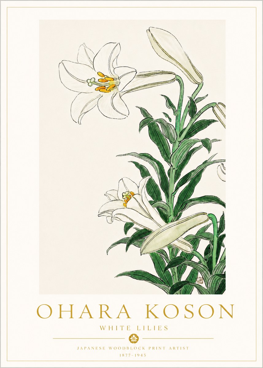Ohara Koson White Lilies No3 - Poszter