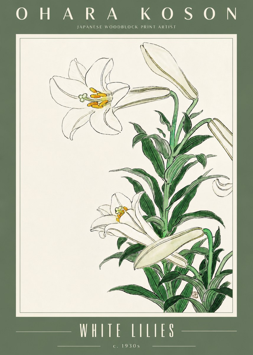 Ohara Koson White Lilies No4 - Poszter