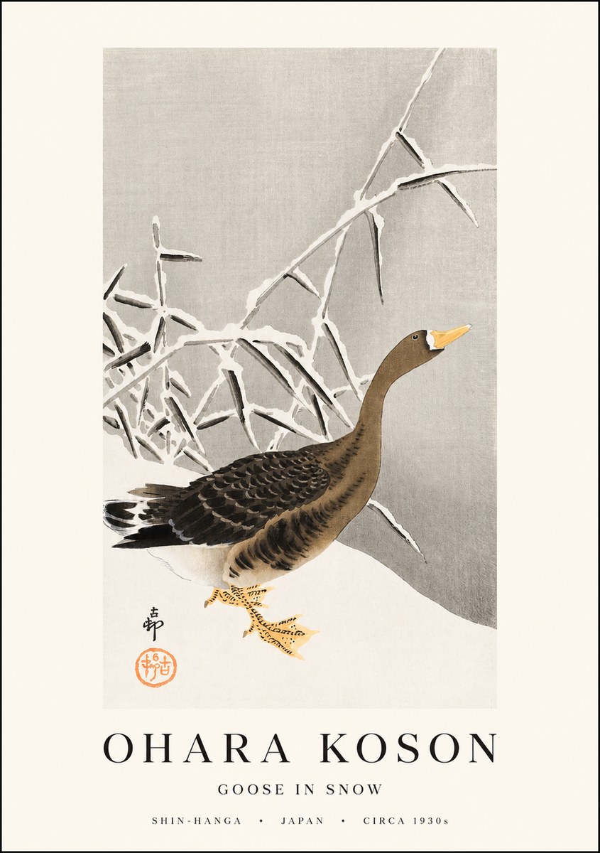 Ohara Koson Goose in Snow No1 - Poszter