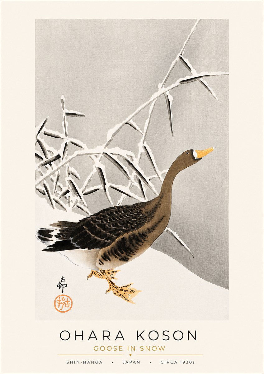 Ohara Koson Goose in Snow No5 - Poszter