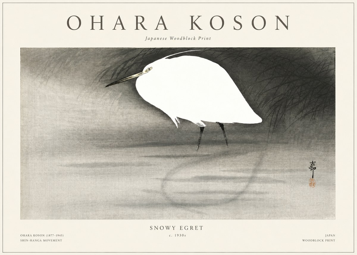 Ohara Koson Snowy Egret No1 - Poszter