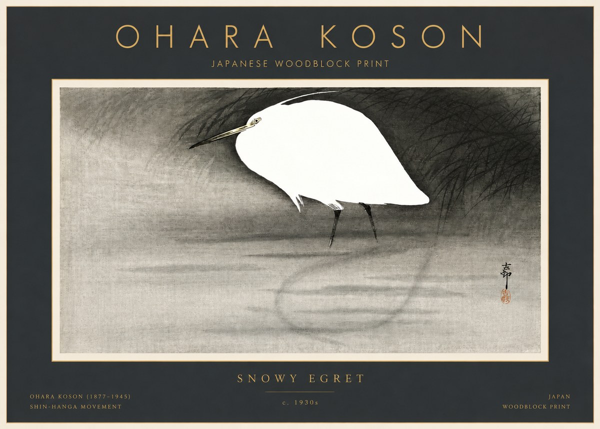 Ohara Koson Snowy Egret No2 - Poszter