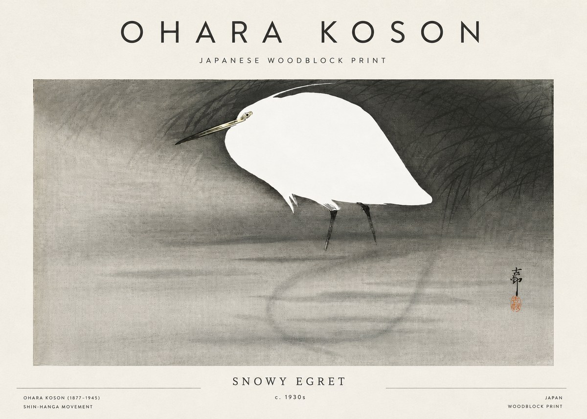 Ohara Koson Snowy Egret No3 - Poszter