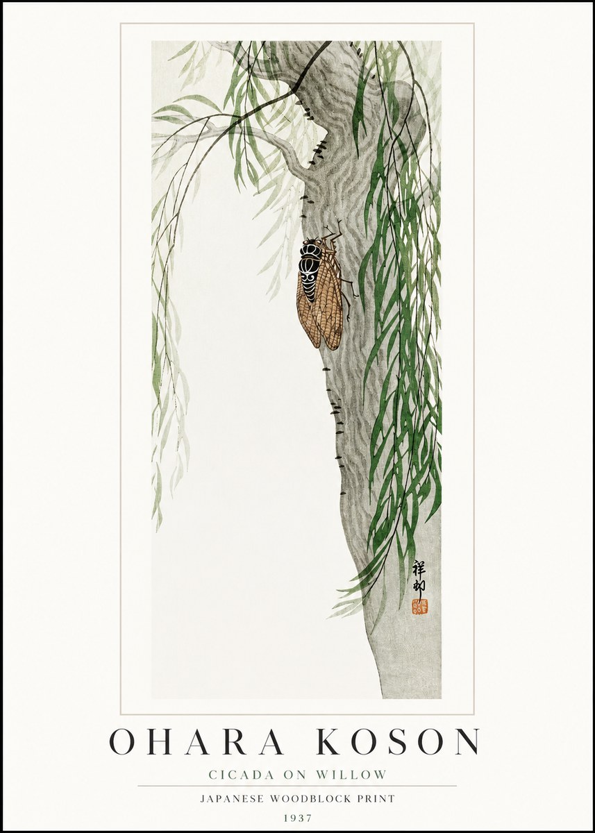Ohara Koson Cicada on Willow No1 - Poszter