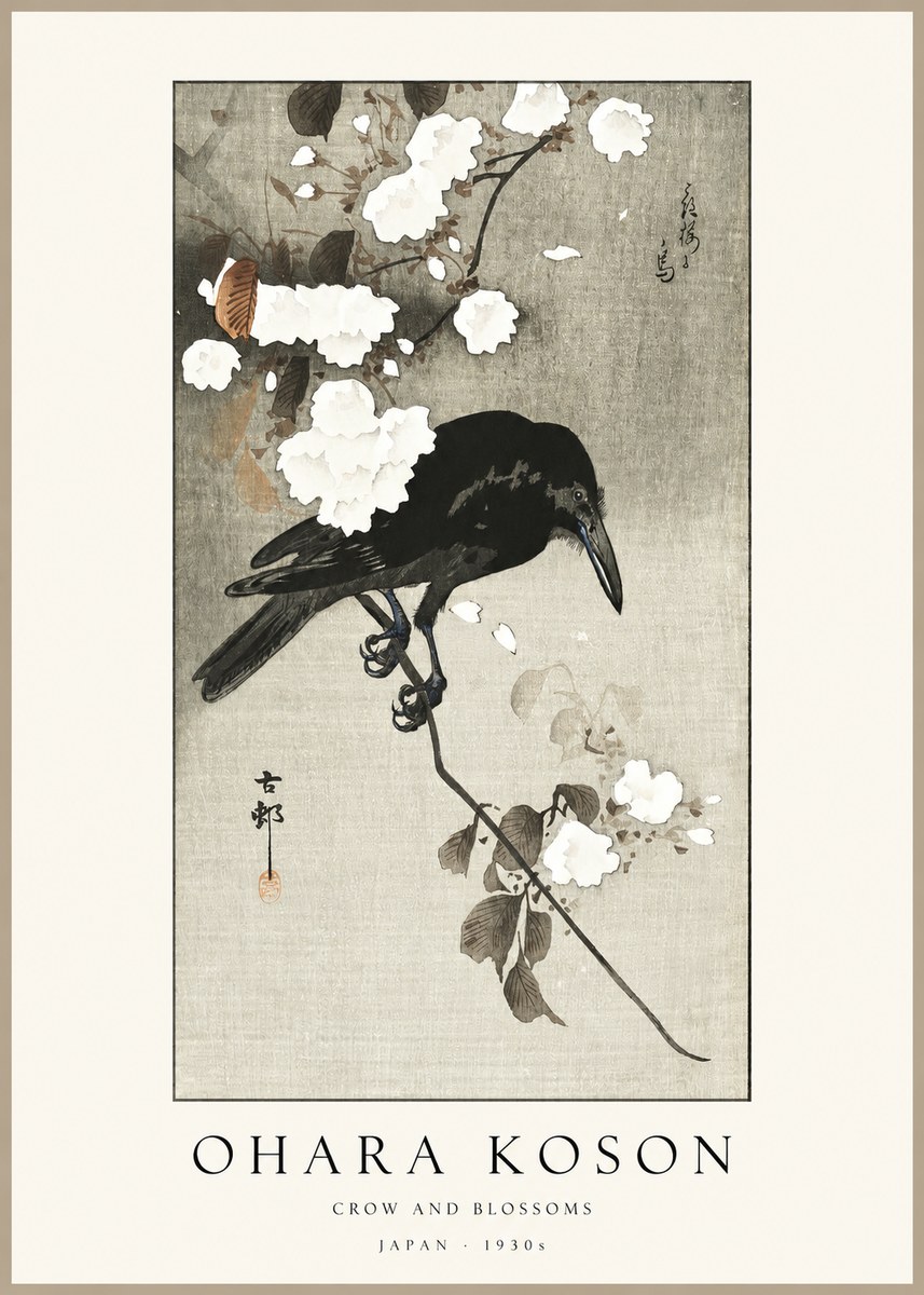 Ohara Koson Crow and Blossoms II No1 - Poszter