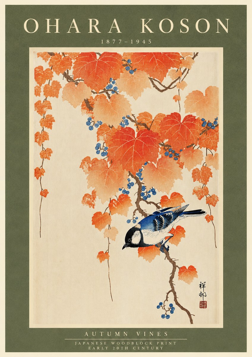 Ohara Koson Autumn Vines No3 - Poszter