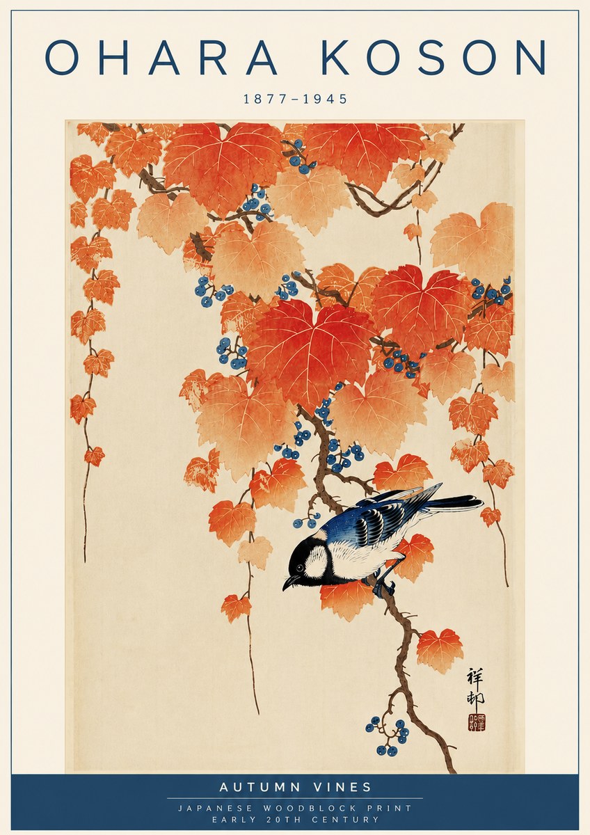 Ohara Koson Autumn Vines No4 - Poszter