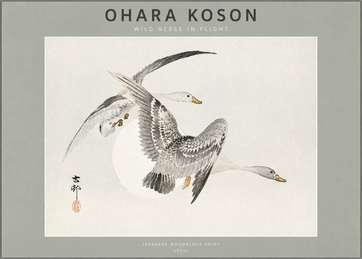 Ohara Koson Wild Geese in Flight I No2 - Poszter