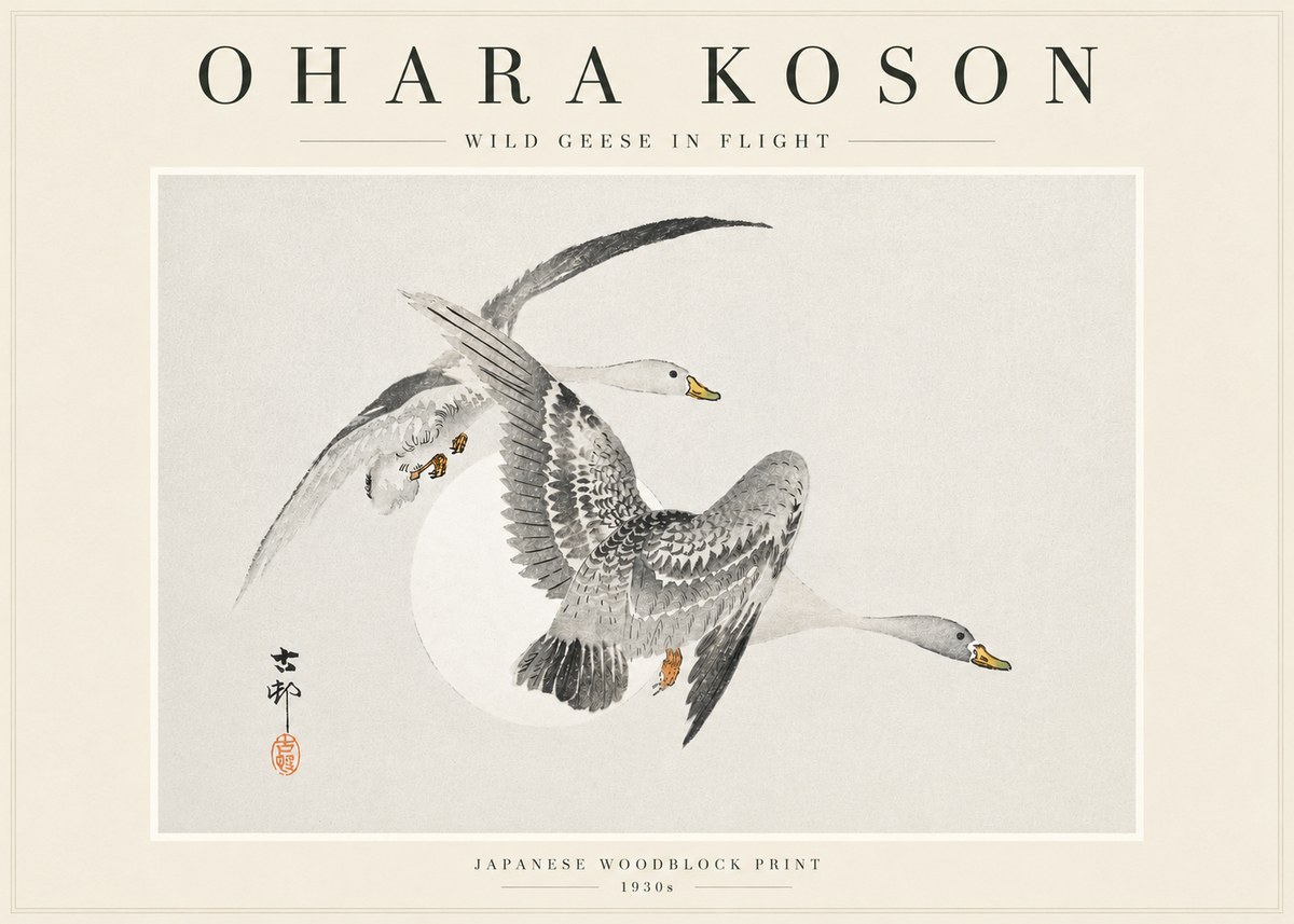 Ohara Koson Wild Geese in Flight I No3 - Poszter