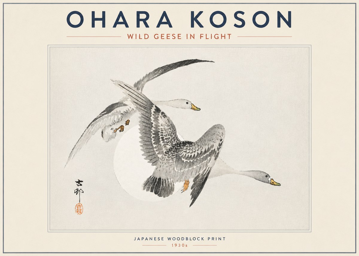 Ohara Koson Wild Geese in Flight I No4 - Poszter