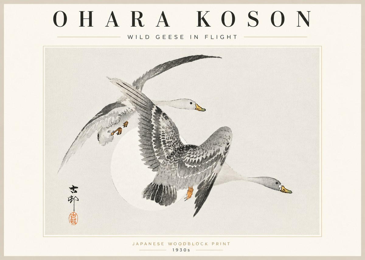 Ohara Koson Wild Geese in Flight I No5 - Poszter