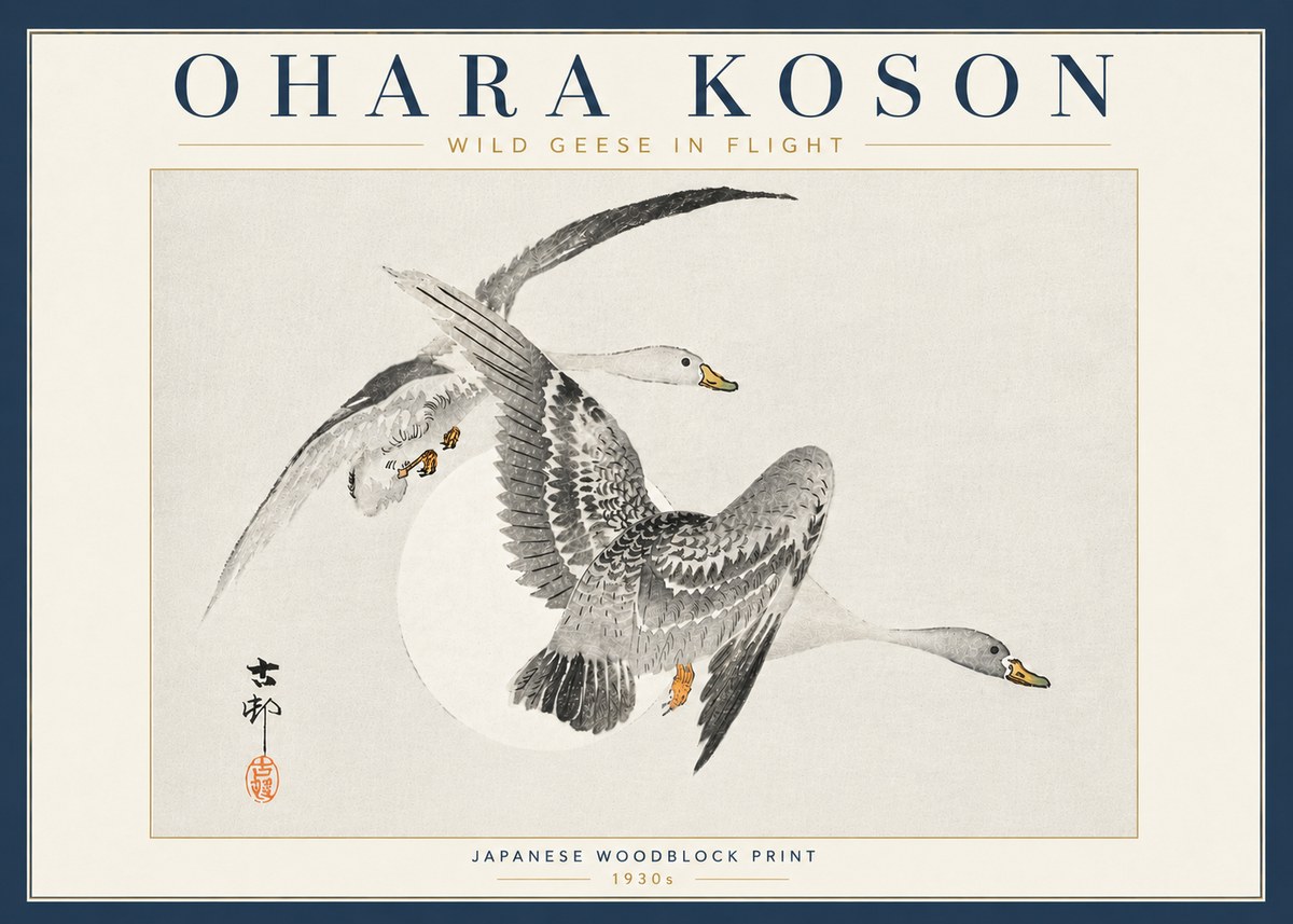 Ohara Koson Wild Geese in Flight I No6 - Poszter