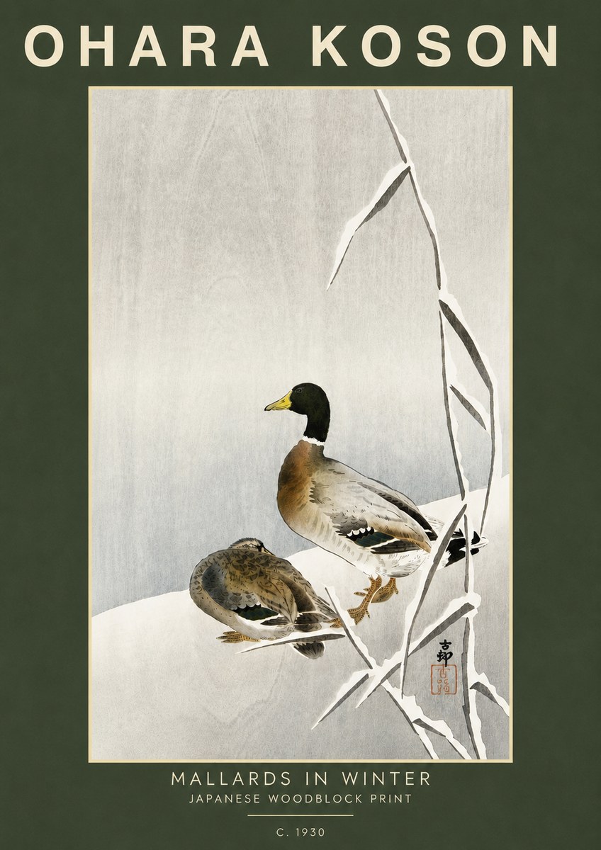 Ohara Koson Mallards in Winter No5 - Poszter