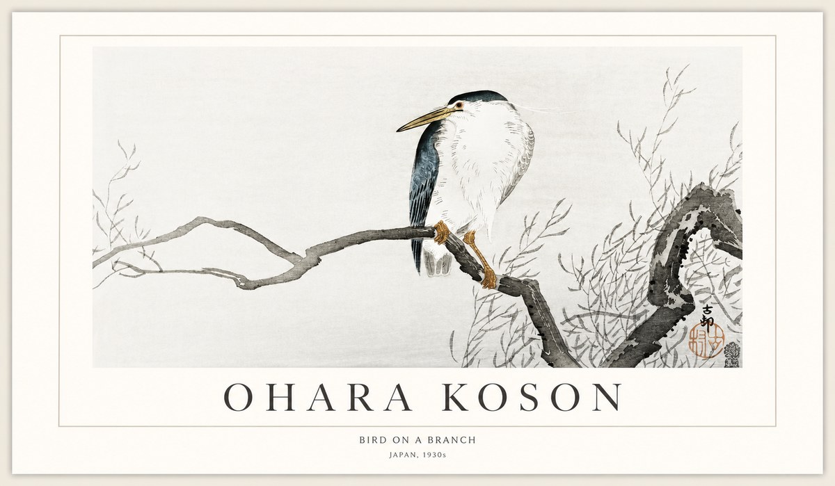 Ohara Koson Bird on a Branch II No1 - Poszter