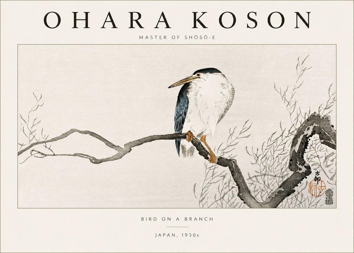 Ohara Koson Bird on a Branch II No3 - Poszter