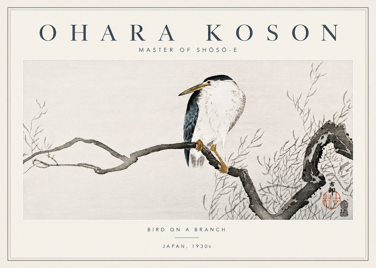 Ohara Koson Bird on a Branch II No4 - Poszter