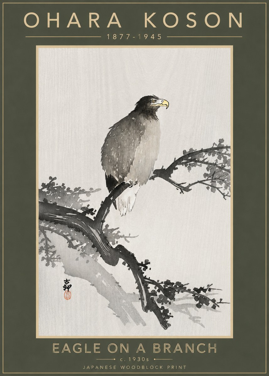 Ohara Koson Eagle on a Branch I No4 - Poszter