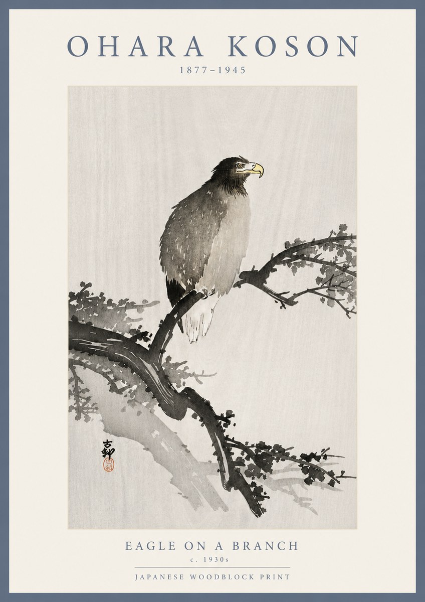 Ohara Koson Eagle on a Branch I No5 - Poszter