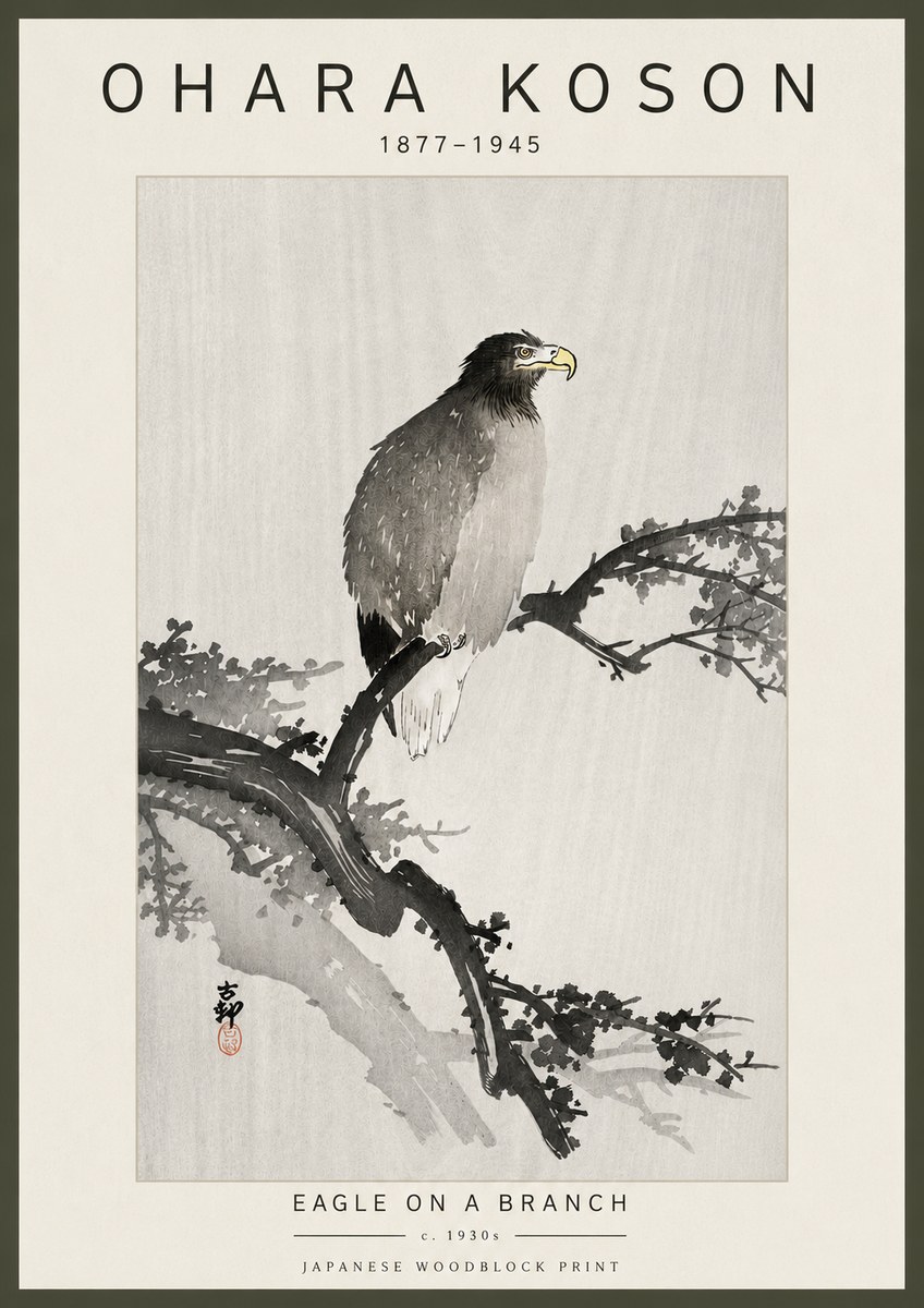 Ohara Koson Eagle on a Branch I No6 - Poszter