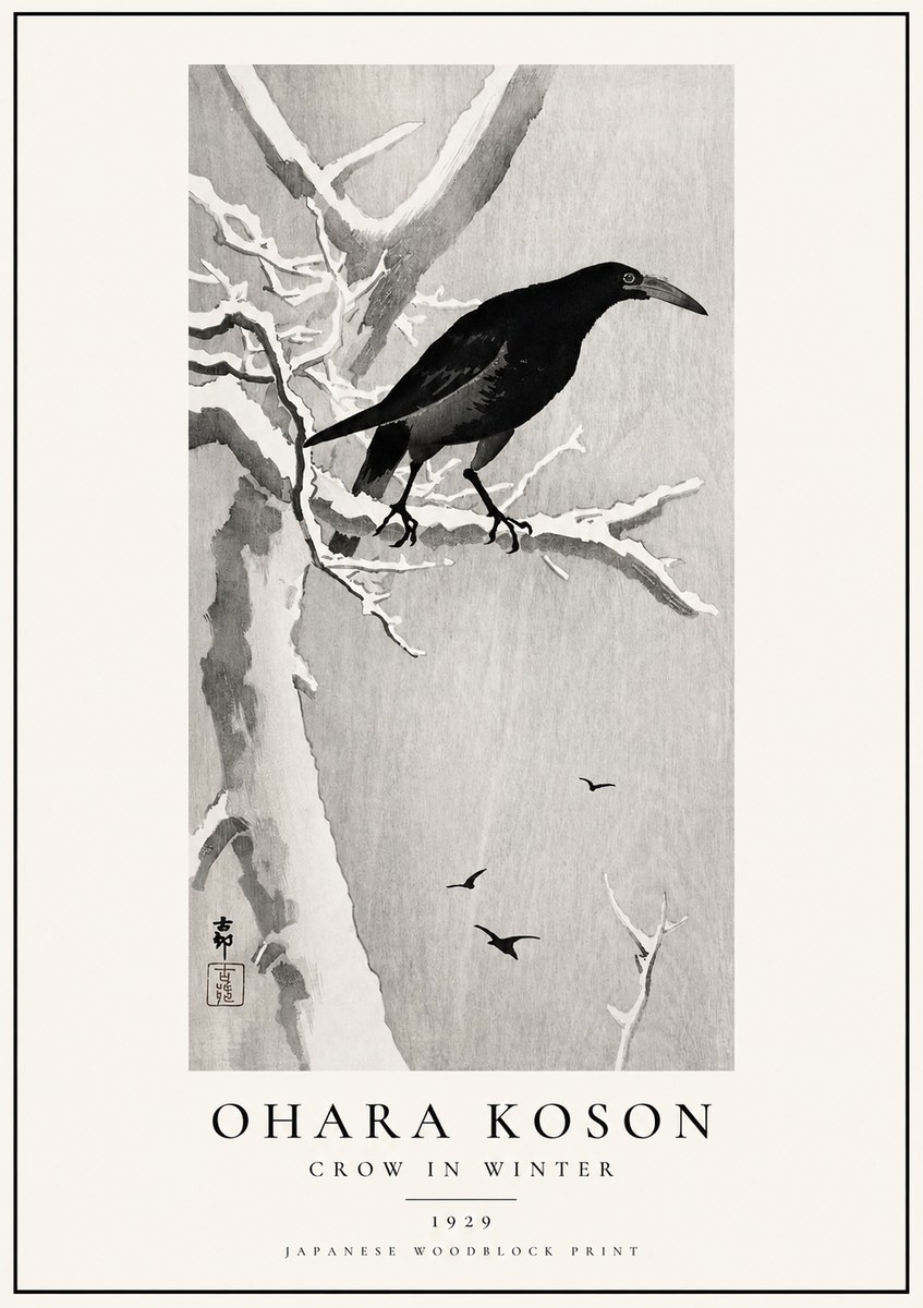 Ohara Koson Crow in Winter I No1 - Poszter