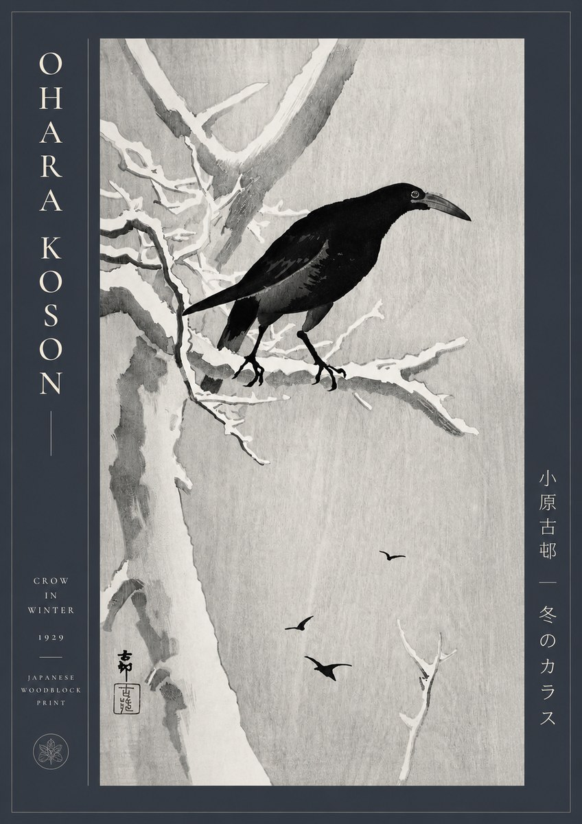 Ohara Koson Crow in Winter I No2 - Poszter