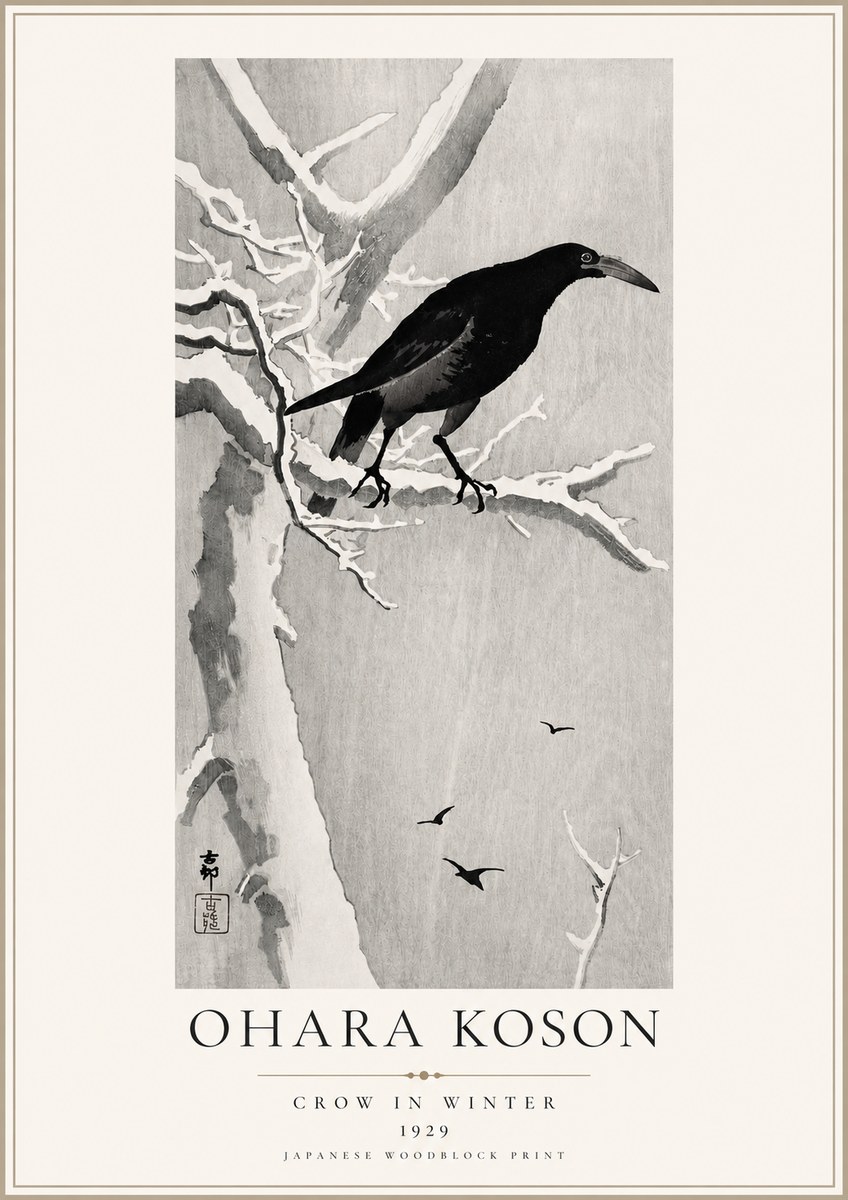 Ohara Koson Crow in Winter I No3 - Poszter